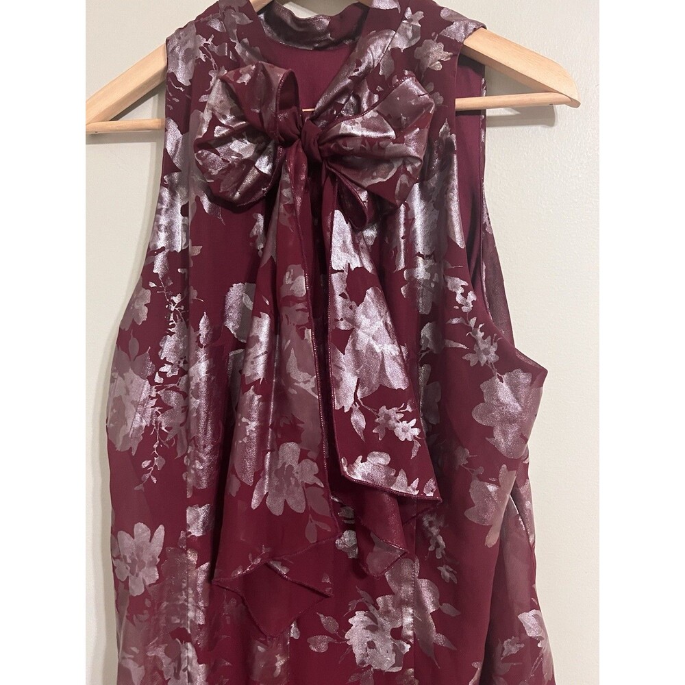 Women's  Robbie Bee Petite Floral Metallic Mock-Neck A-Line Dress Size 14 - Picture 5 of 9